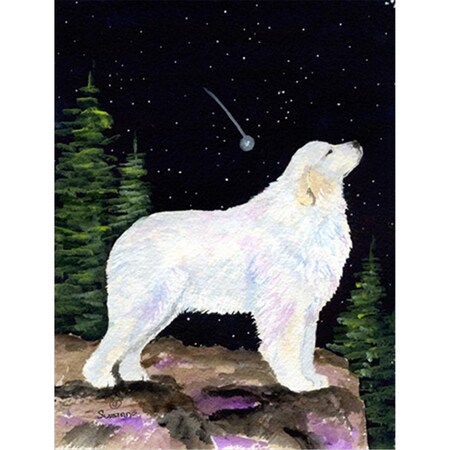 Patioplus Starry Night Great Pyrenees Canvas Flag - House Size, 28 x 40 in. PA10890
